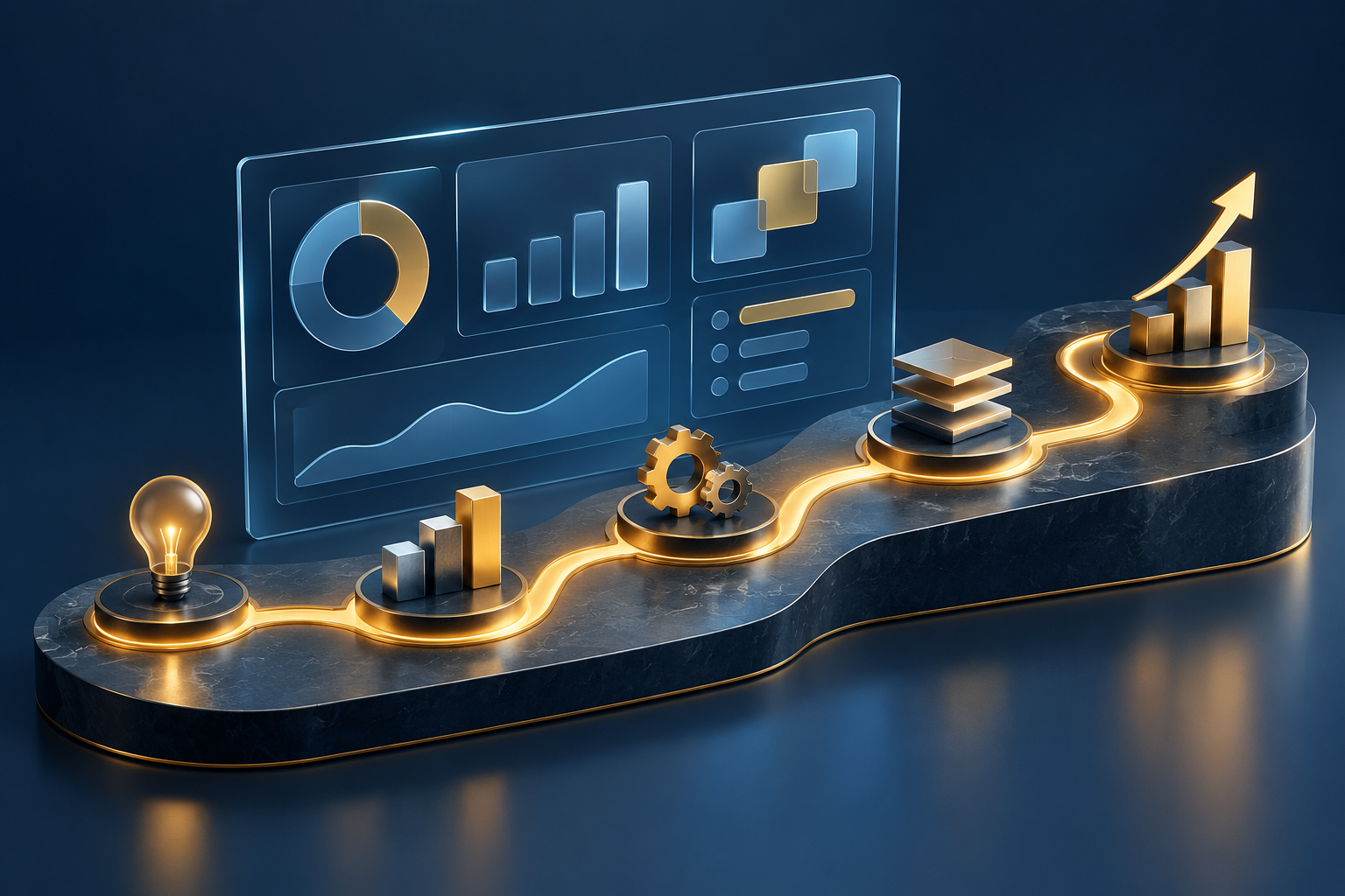 AI-generated illustration of a technology roadmap and executive planning dashboard