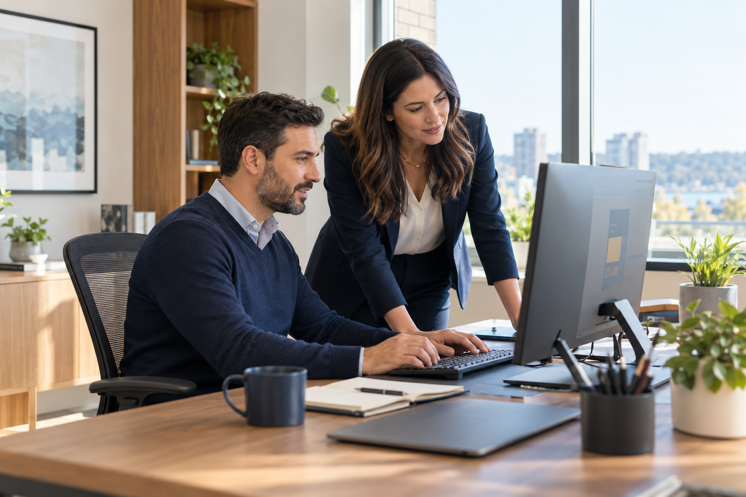 Professional team working together in an office